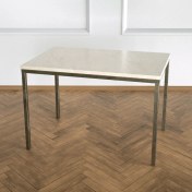 Resim Evka Shiny Yan Sehpa - Eskitme Pirinç Ayak Bej Mermer Tabla 