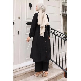 Resim Missvalle Düğmeli Tesettür Takım Siyah MSV10358 