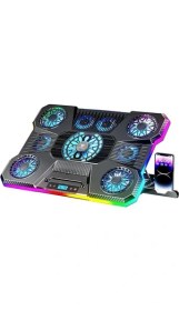 Resim Sx-45 Freezer 9 Rgb Fanlı Notebook Soğutucu Stand 10-19 Inç LCD Ekranlı Siyah 1 USB 1 Type-C 