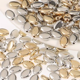 Resim AOGUE 120 Adet Oval Düz Yuvarlak Metal Boncuklar, DIY Takı Yapımı, Kolye Bileklik El Sanatları Malzemeleri için Dekoratif Ara Boncuklar 