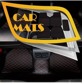 Resim Honeybeeshop Tesla Model 3 2019-2023 3 Katmanlı Xpe Araba Zemin Matları Siyah Kırmızı Izgara Dayanıklı Şık 