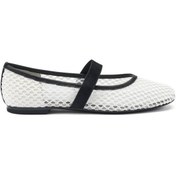 Resim Avorio Babet Kadın 69x5 Frau Zanza Mesh Ballet Flats Avorio Beyaz - Siyah 