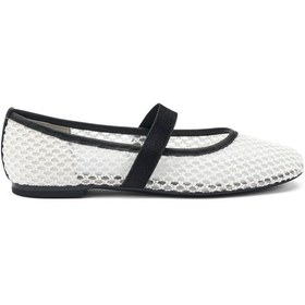 Resim Avorio Babet Kadın 69x5 Frau Zanza Mesh Ballet Flats Avorio Beyaz - Siyah 