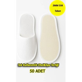 Resim Tek Kullanımlık Eva Kalite Spa & Otel Terliği – 50'li Paket | Hijyenik, Kaymaz Tabanlı, Unisex 