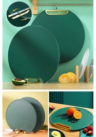 Resim Mutfak Sebze,meyve,et,balık,ekmek Doğrama Kesme Tahtası Standlı Kesim Panosu Yeşil 