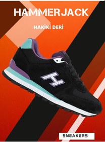 Resim 1743-peru Hakiki Deri Anatomik Eva Tabanlı Unisex Sneaker Siyah Mor Çok Renkli 
