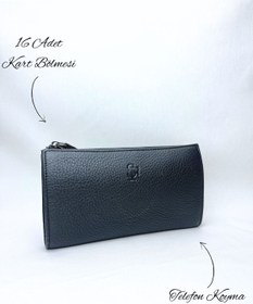 Resim Sergio Ferrari Hakiki Deri Clucth Çanta | Çok Bölmeli Gerçek Deri Erkek El Çantası Cüzdan Clutch Çanta 