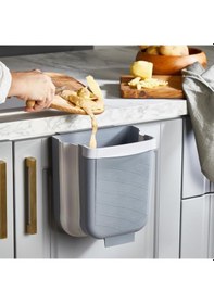 Resim Mithra Life Katlanabilir Askılı Banyo Ve Mutfak Tezgahüstü Çöp Kovası Mıt1075 Gri 