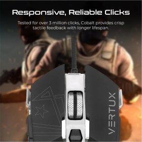 Resim Vertux Cobalt Gümüş/siyah - Oyuncu Mouse Yüksek Doğrulukta Gecikmesiz Kablolu 3200 Dpı 