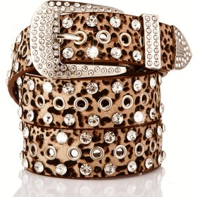 Resim Leopar Desenli Taşlı Parıltılı Moda Günlük Kullanım İçin Uygun Rahat Kot Pantolonlar 