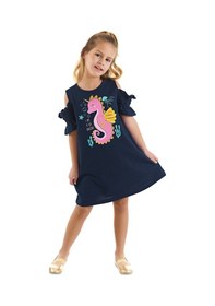 Resim Denokids Mushi Denizatı Unicorn Kız Çocuk Elbise Lacivert 