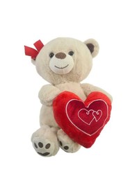 Resim Sevimli Kalpli Ayıcık 30 Cm Uyku Arkadaşı Bej 