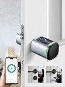Resim Neutron App İle Kontrol Akıllı Parmak İzi Ve Şifreli Siyah Kapı Kilidi 