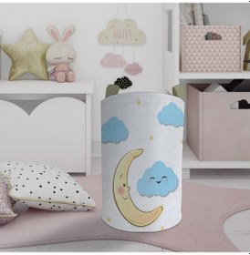 Resim Mekta Home Bebek Ve Çocuk Odası Ay Dede Ve Bulut Desenli Oyuncak Sepeti Renkli Çok Renkli 