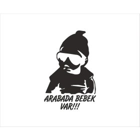 Resim Stickermarket Arabada Bebek Var Sticker (Beyaz) 