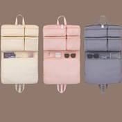 Resim 7'si 1 Arada Çok Fonksiyonlu Seyahat Organizer Çantası - Büyük Kapasiteli Dayanıklı Polyester Saklama Kesesi, İç Çamaşırı, Çorap ve Aksesuarlar için Bölmeli, Pembe & Gri, Yıkayabilir Malzeme, Kompakt Tasarım, Üst Üste Yerleştirilebilir Bölümler, File Cep Özellikli, Ev Organizasyonu, İş Seyahati Aksesuarı 