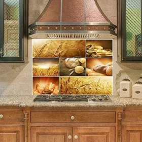 Resim Mutfak Duvar Tezgah Arası Ocak Arkası Kaplama Buğday Ekmek 