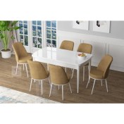 Resim Canisa Concept Zen Serisi Mdf Açılabilir Mutfak Masası Takımı-Yemek Masası Takımı Beyaz Masa+6 Sandalye 