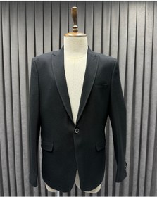 Resim Avni Ceylan Erkek Siyah Dokuma Detaylı Tek Düğme Blazer Ceket 