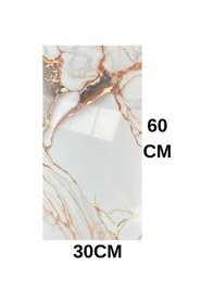 Resim 30x60cm Gold-bakır Mermer Desen Yapışkanlı Banyo,tezgah Arası Kaplama Duvar Paneli Kağıdı Tx-078 Gold - Krem 