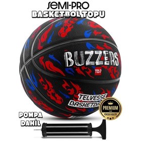 Resim Telvesse Tb-500 Buzzers Basketbol Topu Pompalı Grafiti Kauçuk Dayanıklı Deep Channel Kabartma 7 No 