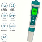 Resim 7'si 1 Arada Su Kalitesi Test Cihazı - pH/ORP/EC/Sıcaklık/Tuz/YG/TDS LCD Arka Işık, Pille Çalışır (Pil Dahil Değil), Plastik Gövde 