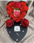 Resim İnci Mode Hoşgeldin Bebek 12+1 Çiçekli Kalpli Kutu Hediyelik Çiçek Kutusu Siyah 