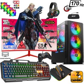 Resim Zeiron Ironhide X50 Ryzen 5 5500 16GB Ram 512GB M.2 SSD RX580 8GB 24" 170Hz Oyuncu Masaüstü Bilgisayar 