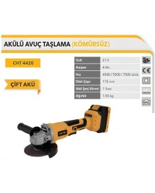 Resim Chattel 21V Akülü Avuç Taşlama 4AH. Çift Akü Ø115MM 7500RPM CHT4420 