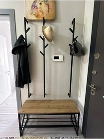 Resim Dekoratif Fidan Askılık Hol Giriş Askılık Antre Dekoru 150-4 Askı Siyah 