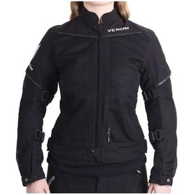 Resim Venom Rock Cordura Kadın Motosiklet Ceketi Fileli Yazlık Motorcu Montu 