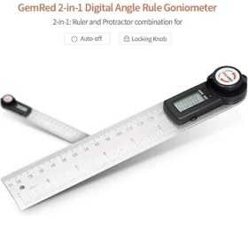 Resim 2'si 1 Arada Dijital Açı Cetveli Gonyometre Açı Ölçer Paslanmaz Çelik Açı Bulucu Eğimölçer Dijital Ekran Açı Cetveli 200 mm Uzunlukta 