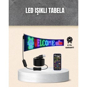 Resim Aylina Mey Ithalat® Rgb Kayar Yazılı LED Reklam Ekranı - USB Bağlantılı Esnek Tasarım 