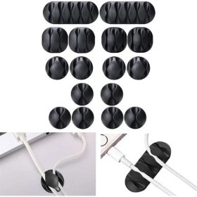 Resim Aots® Çok Amaçlı Kablo Tutucu Akrilik Güçlü Yapışkanlı Organizer Düzenleyici 16 Parça Set Kolay Ku 