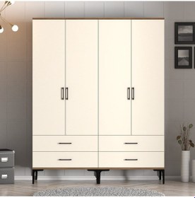 Resim Variant Kumsal 4 Kapılı Tt Gardrop - Ceviz / Krem 
