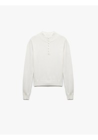 Resim Koton Hafif Dik Yaka Yarım Düğme Detaylı Uzun Kollu Triko Basic Kazak Ekru 6wak90110ht Ekru 