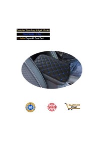 Resim Audi Tt Deri Oto Kolçak Kılıfı Örtüsü Capitone Süngerli Mavi Nakışlı-33 