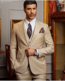 Resim İlayda Emir Özel Tasarım Blazer Erkek Takım Elbise Yelekli Slimfit Açık Tuape Tuape 