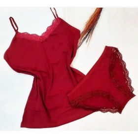 Resim Kadın İp Askılı Dantel Detaylı Atlet Bikini Takım Pamuklı Esnek 001 