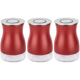 Resim Tantitoni 3 Parça Kırmızı Cam Kavanoz Seti 730ml 