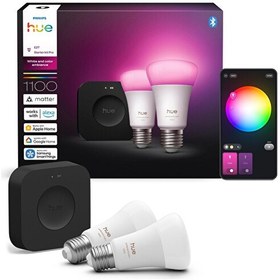 Resim Philips Hue WCA 9W E27 Bridge Pro V3 Dahil Renkli Akıllı Ampül 2'li Pro Başlangıç Seti 