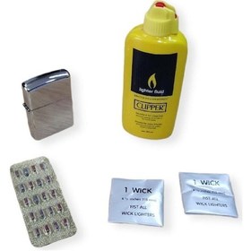 Resim Clipper Benzini 80 Ml Çakmak Taşı Çakmak Ve Fitil Set Zippo 