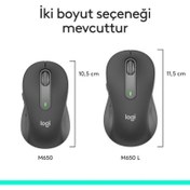 Resim Logitech M650 Signature 910-006236 Siyah Sessiz Büyük Boy Sol El Optik Kablosuz Mouse Teşhir 