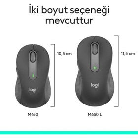 Resim Logitech M650 Signature 910-006236 Siyah Sessiz Büyük Boy Sol El Optik Kablosuz Mouse Teşhir 