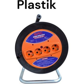 Resim Boş Plastik Seyyar Kablo Makarası 4 Gözlü Topraklı 