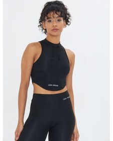 Resim Lesa Wear Soft Touch Bedene Oturan İp Detaylı Sporcu Crop Sütyeni Siyah 