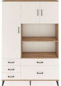 Resim Arges Dolap 7 Raflı 5 Çekmeceli 3 Kapaklı 132x30x195 Çam-aytaşı/aytaşı Aytası/aytası 