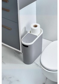 Resim Gri Kapaklı Wc Kağıtlıklı Çöp Kovası & Ofis Çöp Kovası 10 Lt 