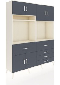 Resim Hyperion Gardrop 7 Raflı 5 Çekmeceli 6 Kapaklı 176x44x221 Aytaşı-antrasit Antrasit 