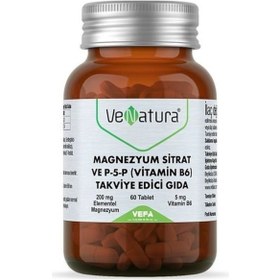 Resim Venatura Magnezyum Sitrat ve P-5-P(Vitamin B6) Takviye Edici Gıda 200 mg 60 Tablet 